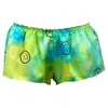 Roy G. Women's Green Acid Smiley Tie Dye Silk Flutter Shorts In Green