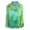 Roy G. Women's Green / Blue Acid Tie Dye Silk Pajama Top In Green/blue