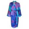 Roy G. Women's Pink / Purple / Blue Pool Watercolor Floral Kimono Robe In Pink/purple/blue