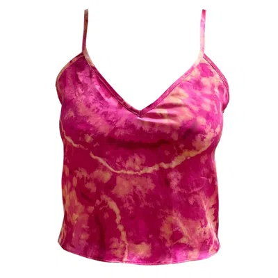 Roy G. Women's Pink / Purple Rose Geode Tie-dye Silk Camisole Top In Pink/purple