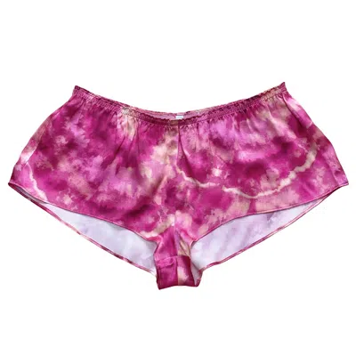 Roy G. Women's Pink / Purple Rose Geode Tie Dye Silk Flutter Shorts In Pink/purple