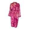 Roy G. Women's Pink / Purple Rose Geode Tie Dye Silk Kimono Robe In Pink/purple