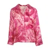 Roy G. Women's Pink / Purple Rose Quartz Geode Tie Dye Silk Pajama Top In Pink/purple