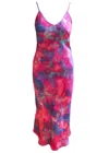 Roy G. Women's Pink / Purple Ultraviolet Smiley Silk Slip Midi Dress In Pink/purple