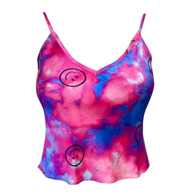 Roy G. Women's Pink / Purple Ultraviolet Smiley Tie-dye Silk Camisole Top In Pink/purple