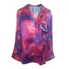 Roy G. Women's Pink / Purple Ultraviolet Smiley Tie Dye Silk Pajama Top In Pink/purple