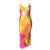 Roy G. Women's Pink / Purple / Yellow Floral Watercolor Silk Slip Midi Dress In Pink/purple/yellow