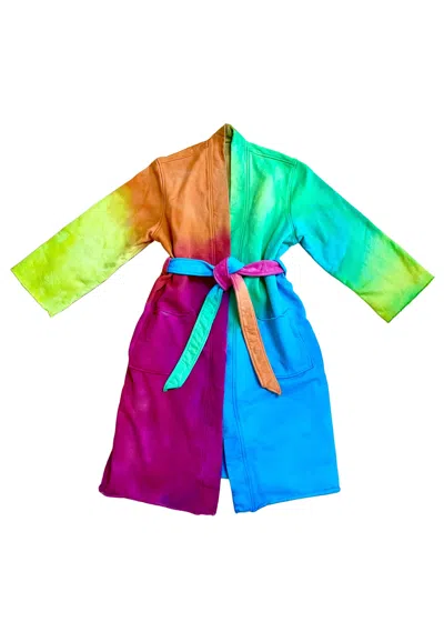 Roy G. Women's Watercolor Dye Fleece Robe In Multi