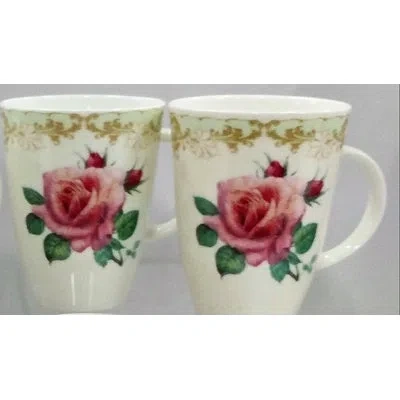 Roy Kirkham Louise Mug - Vintage Roses Set Of 2, Green Color In Green;pink