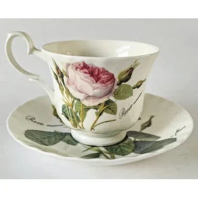 Roy Kirkham Teacup&saucer - Red.rose, Bone China Made In England In White;green;pink