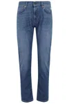 Roy Rogers Slim-fit Five-pocket Blue Jeans With Medium Rise In Blue