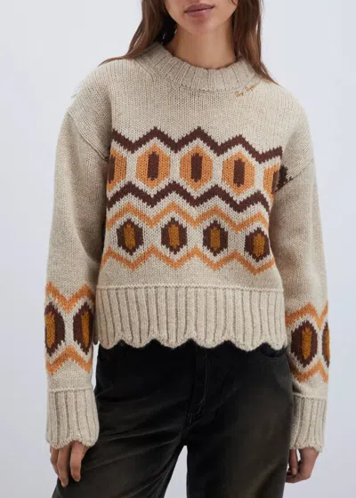 Roy Rogers Argyle Wool Sweater In Beige In Neutral