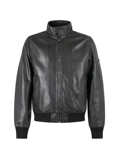 Roy Rogers Barracuda Leather Jacket In Black