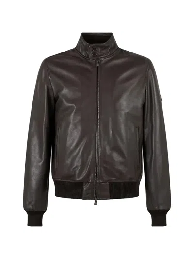 Roy Rogers Barracuda Leather Jacket In Brown