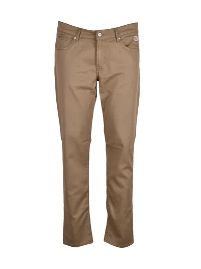 Roy Rogers Beige Cotton-blend Stretch Pants In Brown