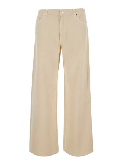 Roy Rogers Beige Relaxed High Rise Jeans In Blue