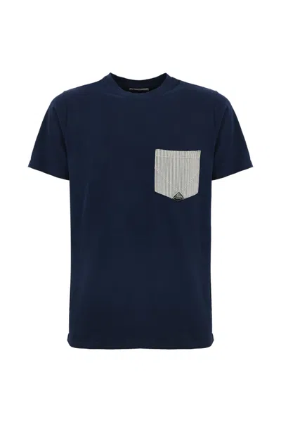 Roy Rogers Blue Cotton T-shirt With Pocket In Navy Blue