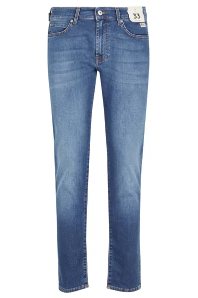 Roy Rogers Blue Five-pocket Slim Straight-leg Cotton-blend Jeans