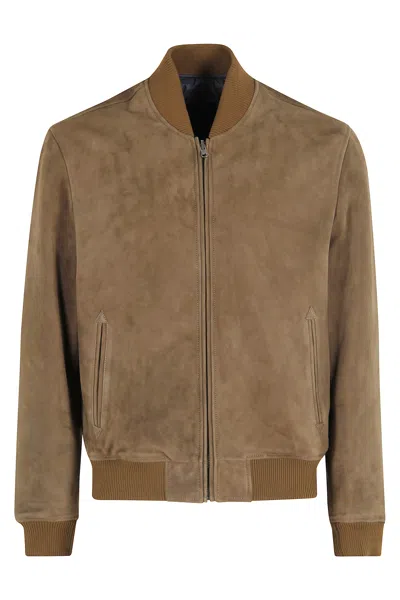 Roy Rogers Bomber Double Face Suede E Nylon In Brown