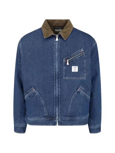 Roy Rogers Corduroy-collar Denim Jacket In Blue