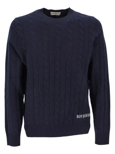 Roy Rogers Cable-knit Long-sleeved Sweater In Blue