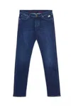 Roy Rogers Slim-fit Dark Wash Denim Jeans With Contrasting Stitching In Blue