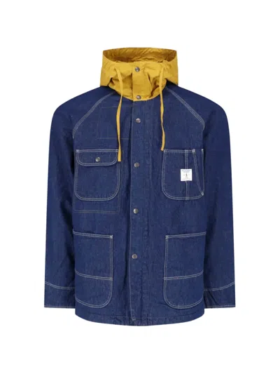 Roy Rogers Drawstring Hooded Denim Jacket In Blue