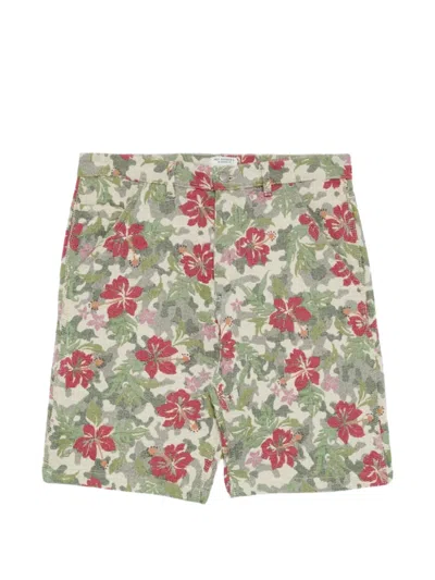 Roy Rogers Floral-jacquard Shorts In Green