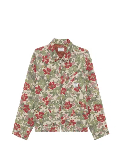 Roy Rogers Floral-jacquard Work Jacket In Black