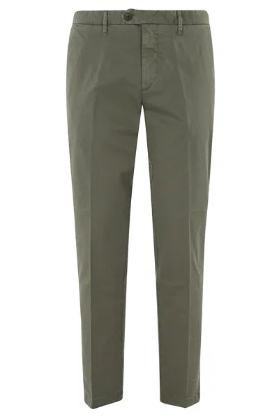 Roy Rogers Green Conduit French Pockets Belt Loops Cotton-blend Chino Pants In Gray