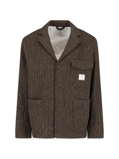Roy Rogers Herringbone Blazer In 브라운