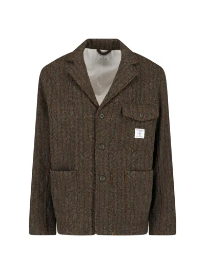 Roy Rogers Herringbone Single-breasted Jacket In Brown