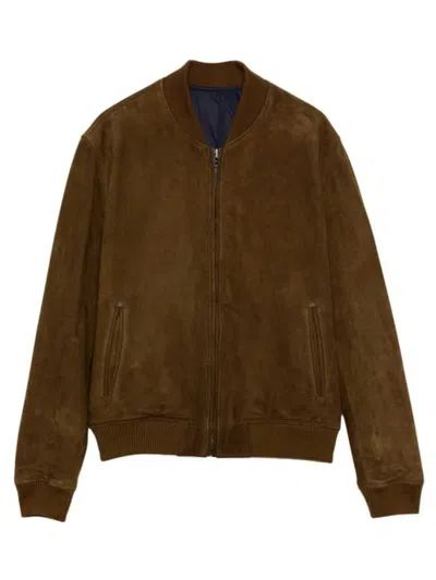 Roy Rogers Zip Reversible Leather Bomber Jacket In Brown