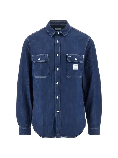 Roy Rogers Denim Utility Shirt In Blue