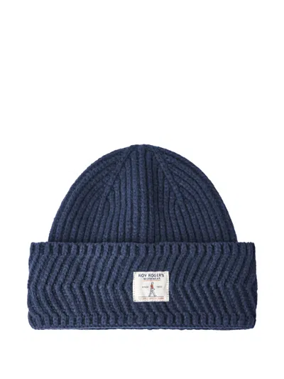 Roy Rogers Logo-patch Beanie Hat In Blue