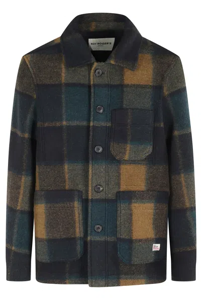Roy Rogers Long-sleeve Check-pattern Over Shirt Jacket In Black