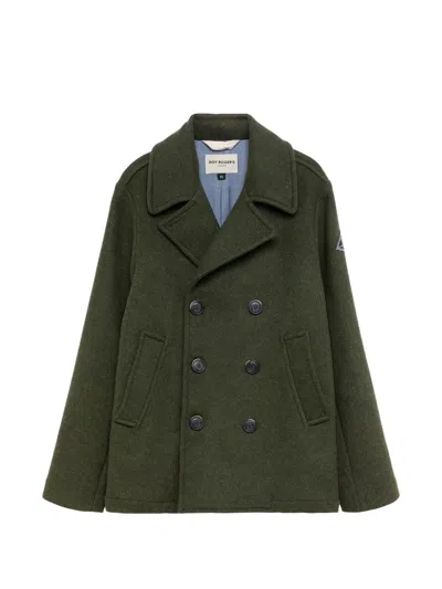 Roy Rogers Melton Double-breasted Pea Coat In Green