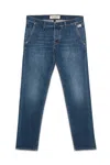 Roy Rogers Slim-fit Dark Wash Denim Jeans With Contrasting Stitching In Green