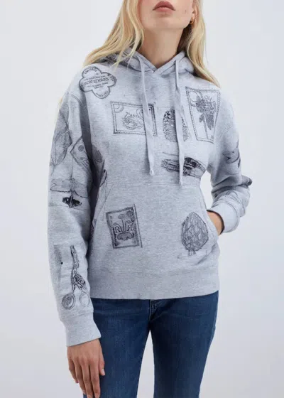 Roy Rogers Old Glory Hoodie In Grey In Blue
