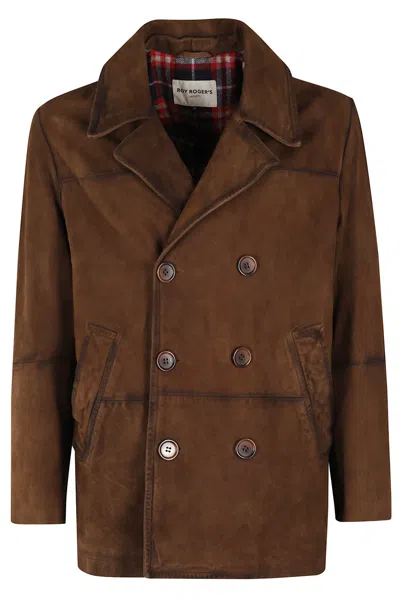 Roy Rogers Peacoat Man Suede Vintage Wash In Brown