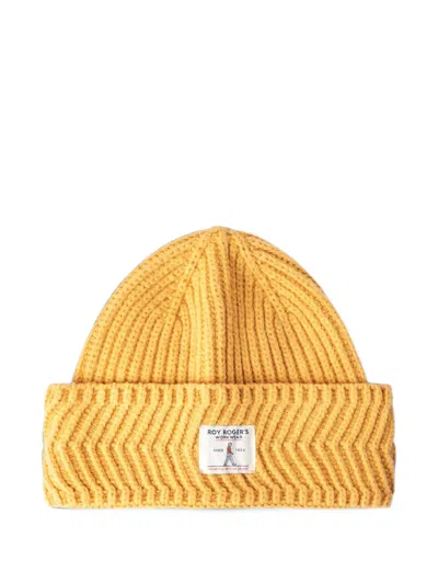 Roy Rogers Ribbed-knit Logo-patch Beanie Hat In Yellow