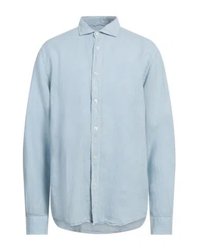 Roy Rogers Roÿ Roger's Riviera Man Shirt Sky Blue Size L Linen