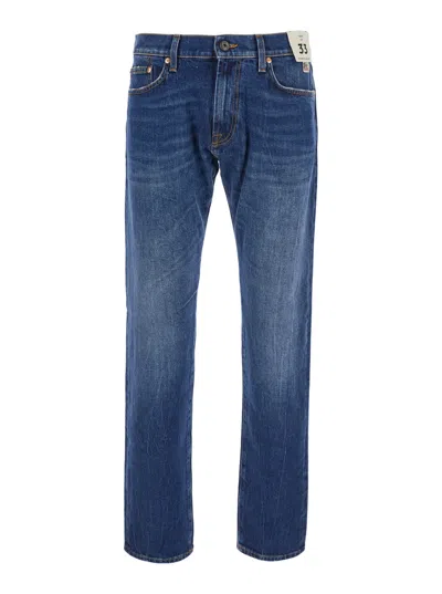 Roy Rogers Roy Roger's Men's High-waist Denim Jeans With Logo Patch Back Pockets In Blu