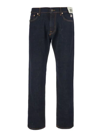 Roy Rogers Roy Roger's Men's Regular-waist Cotton & Elastane Jeans With Five-pocket Design And Logo Patch In Blu