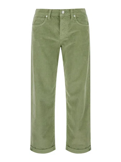 Roy Rogers Roy Roger's New Oskar High-waist Stretch Jeans With Logo Patch In Green