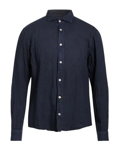 Roy Rogers Roÿ Roger's Riviera Man Shirt Navy Size Xl Linen In Blue