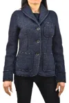 Roy Rogers Roy Roger's Women's Blue Coat Wool Buttons Logo Mod.single-breasted In Blu