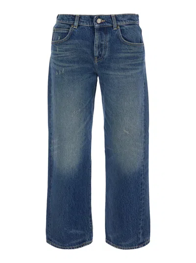 Roy Rogers Roy Roger's Women's Denim Jeans With Back Logo Patch And Faded Wash In Blu