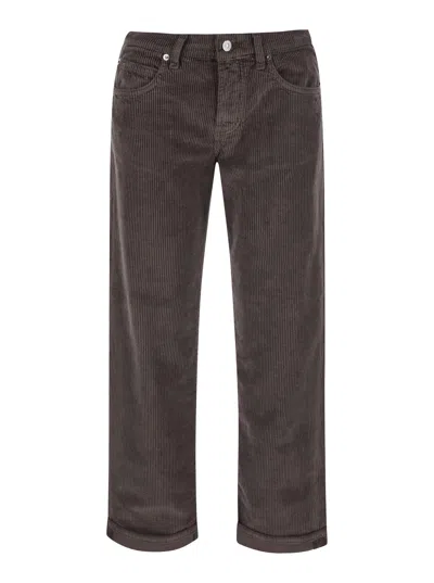 Roy Rogers Roy Roger's Women's High-waisted Straight-cut Velvet Jeans In Multi