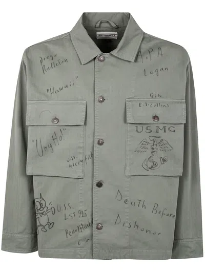 Roy Rogers Shirt Fatigue Man Herringbone In Green